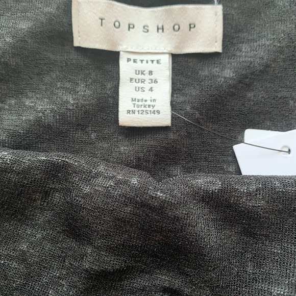 Navy dainty flower print spaghetti strap dress, petite size 4 - Picture 5 of 8